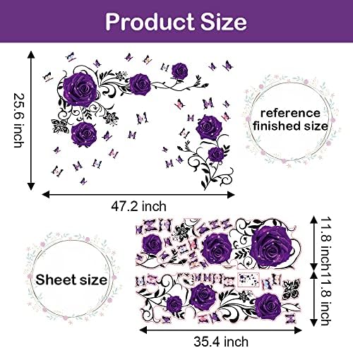 Supzone Purple Rose Wall Sticker Decal Art