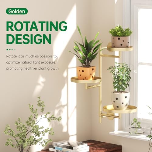 3-Tier Rotating Metal Plant Stand for Indoor Plants