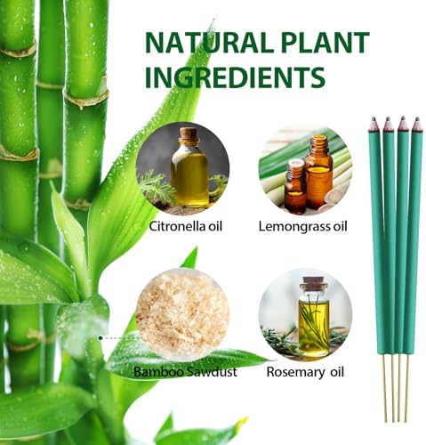 KICKOUTOR Natural Citronella Mosquito Repellent Sticks 12 PCS