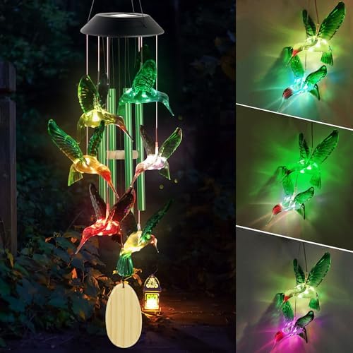 Hummingbird Solar Wind Chimes for Outdoor Decor
