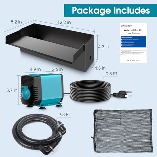 POPOSOAP Pond Waterfall with Pump Kit 12inch P43
