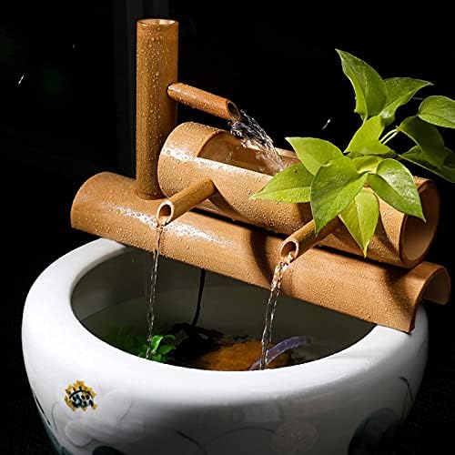 Yellow Bamboo Water Pump Fountain for Zen Garden 30cm