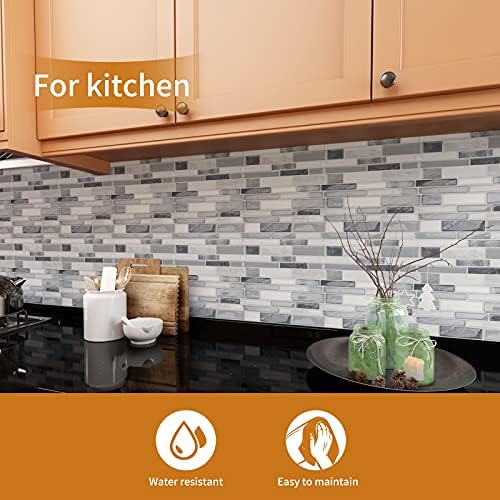 WOWSTAR 12x12 Peel and Stick Backsplash Tile Gray