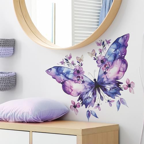 TUOKING Purple Butterfly Wall Stickers Removable Decal
