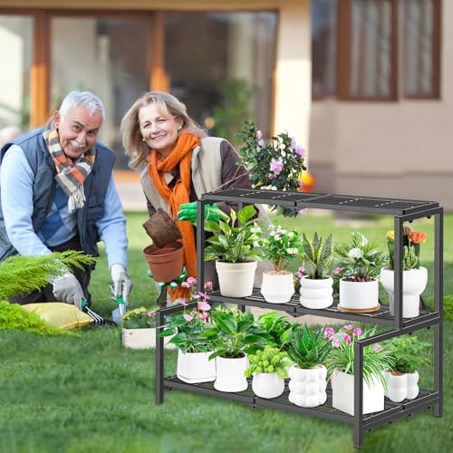 3 Tier Stair Style Metal Plant Stand for Indoor Outdoor