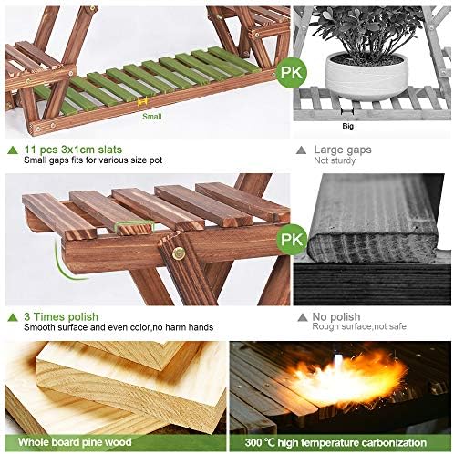 COOGOU 6 Tier Wood Plant Stand for Indoor Outdoor Use