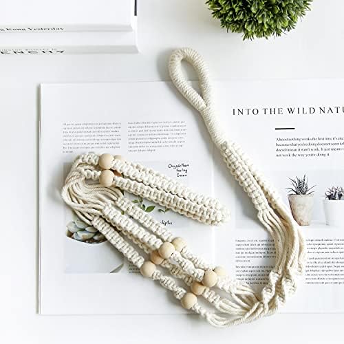 Macrame Plant Hanger Indoor Outdoor with Wood Beads 35 Inch 2pcs