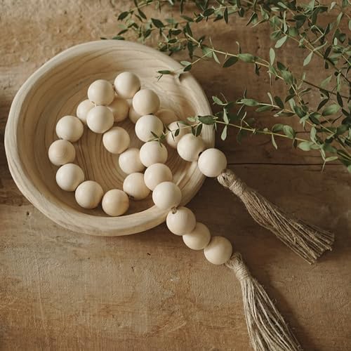 Extra Large Wood Bead Garland with Tassels 50 Inches