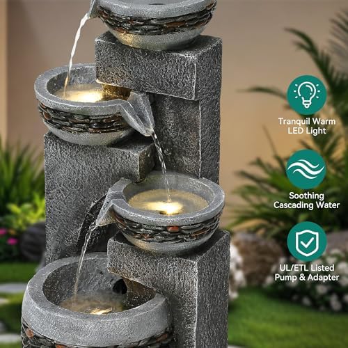 195 Inch 4 Tier Indoor Outdoor Fountain with Lights