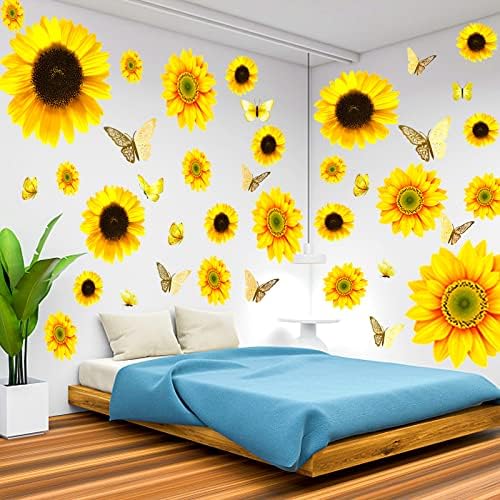 39 Pcs 3D Sunflowers and Butterfly Wall Decals
