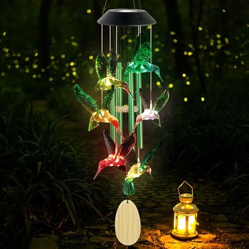 Hummingbird Solar Wind Chimes for Outdoor Decor