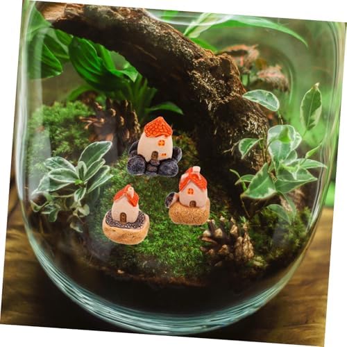 3pcs Miniature Resin House Decor for Terrarium and Garden