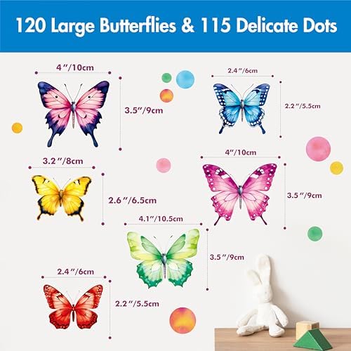 230 PCS Large Butterfly Wall Decals - Unique Design