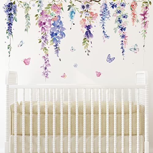 Zonon 6 Pcs Colorful Dragonflies Flowers Wall Decals