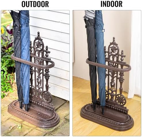 Sungmor Royal Style Cast Iron Umbrella Stand with Drip Tray