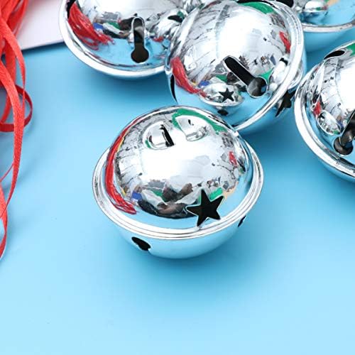 20pcs Silver Glitter Jingle Bells for Christmas Tree Decor