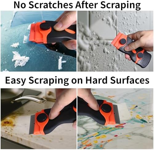 2 Pack Razor Scrapers with 50 Blades and 3 Wire Brushes Set