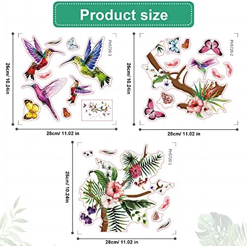 Zonon Colorful Hummingbird Wall Decals Peel and Stick