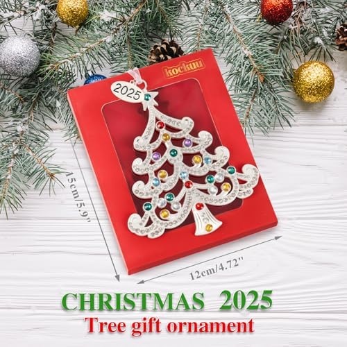 2025 Metal Ornament with Colorful Crystals and Engraving