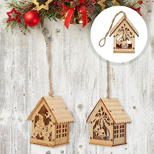 Uonlytech Glowing Christmas Wooden Pendant with Santa Bell Design