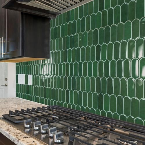 Art3d 10-Sheet Peel and Stick Backsplash Tiles 12x12 Green Marble