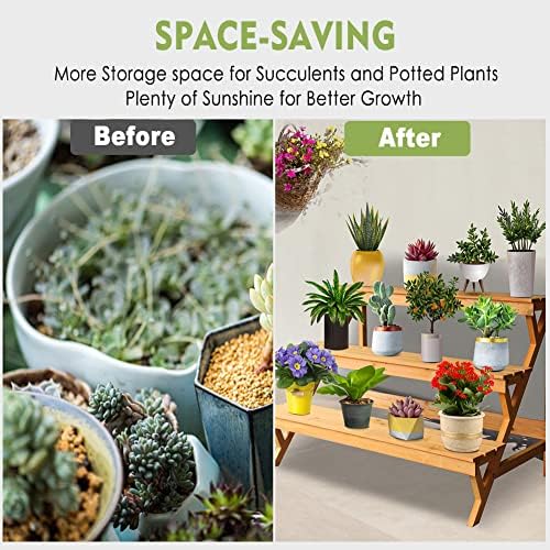 3 Tier Wood Plant Stand Indoor Outdoor Storage Display Shelf