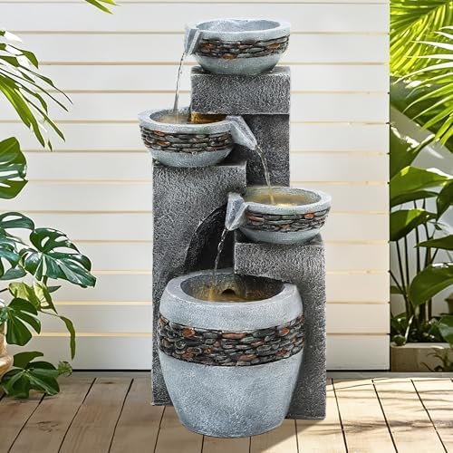195 Inch 4 Tier Indoor Outdoor Fountain with Lights