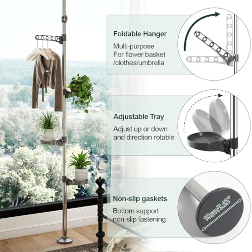 Hershii 5-Layer Indoor Plant Stand Adjustable Telescopic Shelf - Grey
