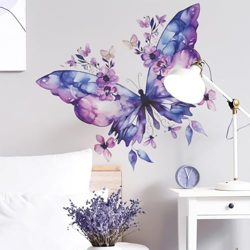 TUOKING Purple Butterfly Wall Stickers Removable Decal