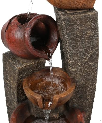 5 Tiered Pitchers Fountain Decor for Outdoor Use