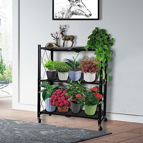 DOBEGARDEN 3 Tier Folding Plant Stand for Indoor Flowers