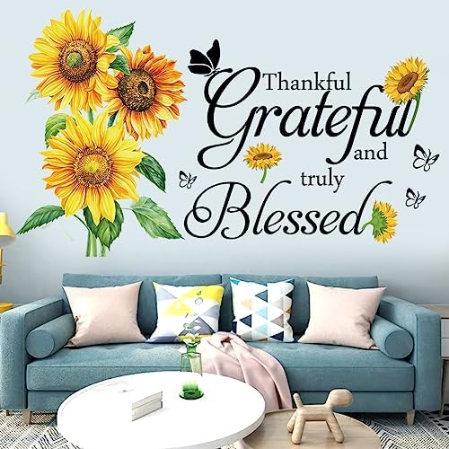 Flenlow Wall Stickers Sunflower Quote Design
