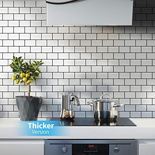 Art3d Peel and Stick Backsplash Kitchen White Subway 10 Tiles Thicker Design