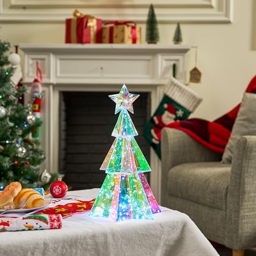 Joiedomi 15 In Prismatic Iridescent Christmas Tree Light Decorations