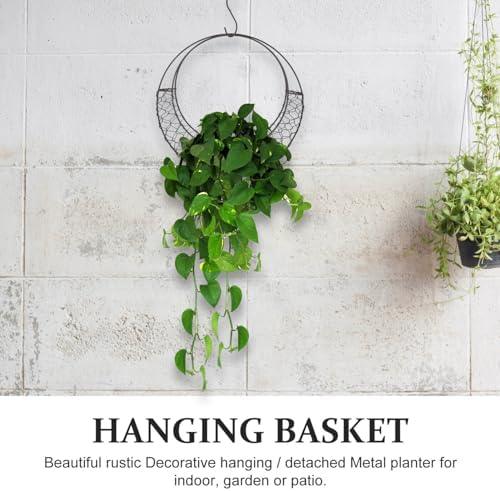 11 Inch Iron Wire Wreath Frame Hanger - Moon Shape Hanging Plant Holder