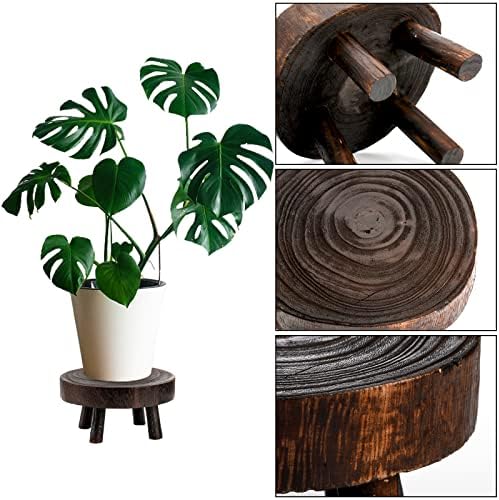 TOPZEA Set of 2 Mini Wooden Plant Stool Display Stand