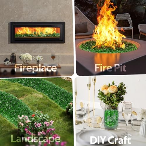 Mr Fireglass 12-Inch Polygon Fire Glass Emerald Green 10 Pounds