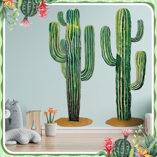 2 Pcs 6 Feet Jointed Cactus Wall Sticker