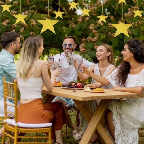24pcs Gold Cardboard Stars Glitter Decorations for Valentines Day