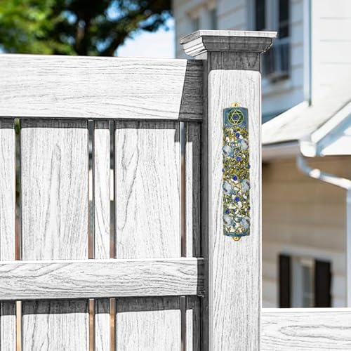 MrMrKura Mezuzah Scroll Door Ornament White Blue 122x598 In