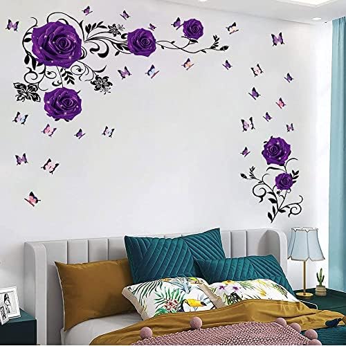 Supzone Purple Rose Wall Sticker Decal Art