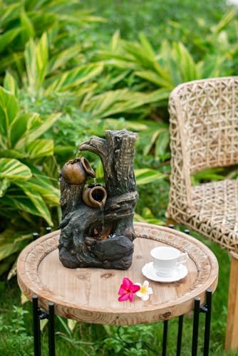 4-Tier Broken Pot Water Fountain with LED Light