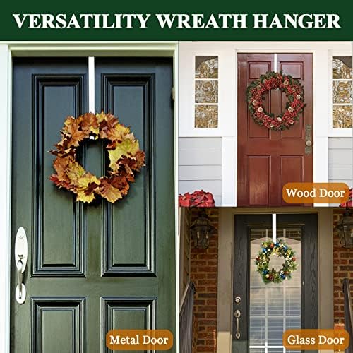 ZMCINER Adjustable Wreath Hanger for Front Door White Metal 20lbs Capacity