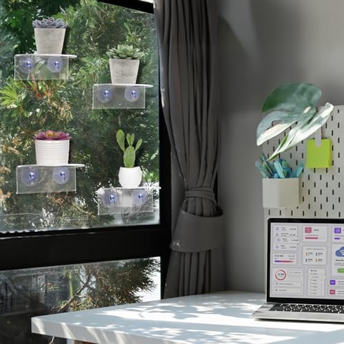Suwimut 4 Pack Floating Shelf for Windows and Aquariums