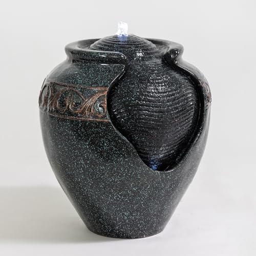Can Fountain with LED Lights Bronze Blue