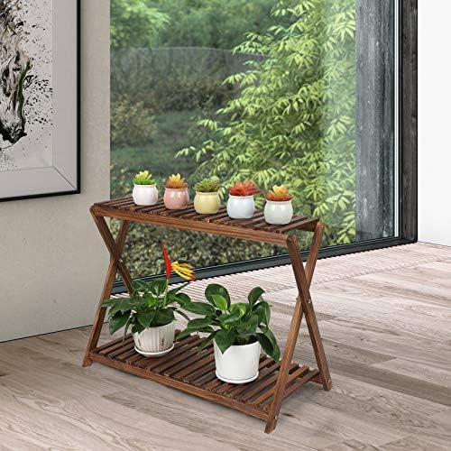 Tovacu 2 Tier Plant Stand for Indoor Outdoor Use