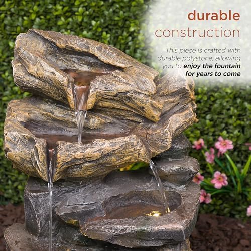 Alpine Corporation ZDQ104 Rock Fountain with LED Lights