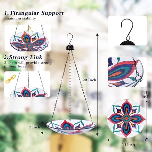 MUMTOP Hanging Bird Bath with Kaleidoscope Design