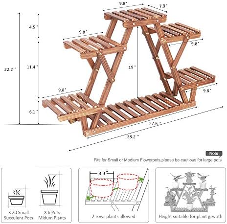 COOGOU 6 Tier Wood Plant Stand for Indoor Outdoor Use