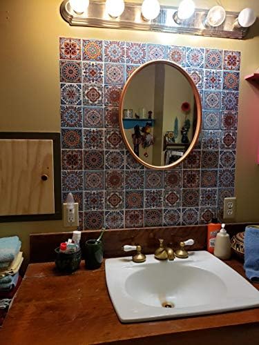LONGKING Colorful Talavera Tile Backsplash Stickers 10 Sheets